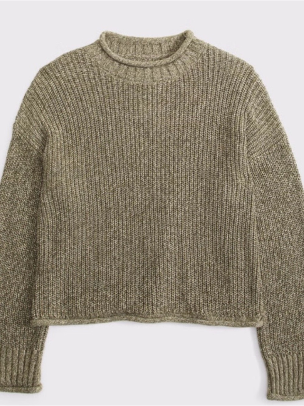 A&F W 100% Cotton Roll Neck Crew Sweater / Olive / Small / NWT - Picture 2 of 3